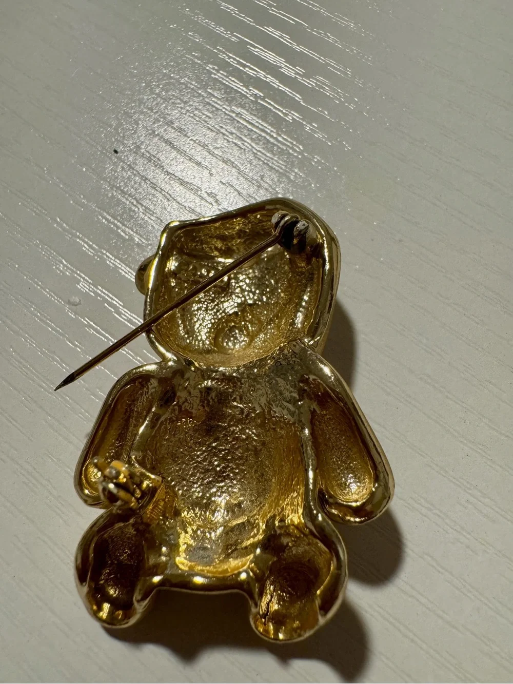 Vintage Gold AJC Holiday Teddy Bear Brooch